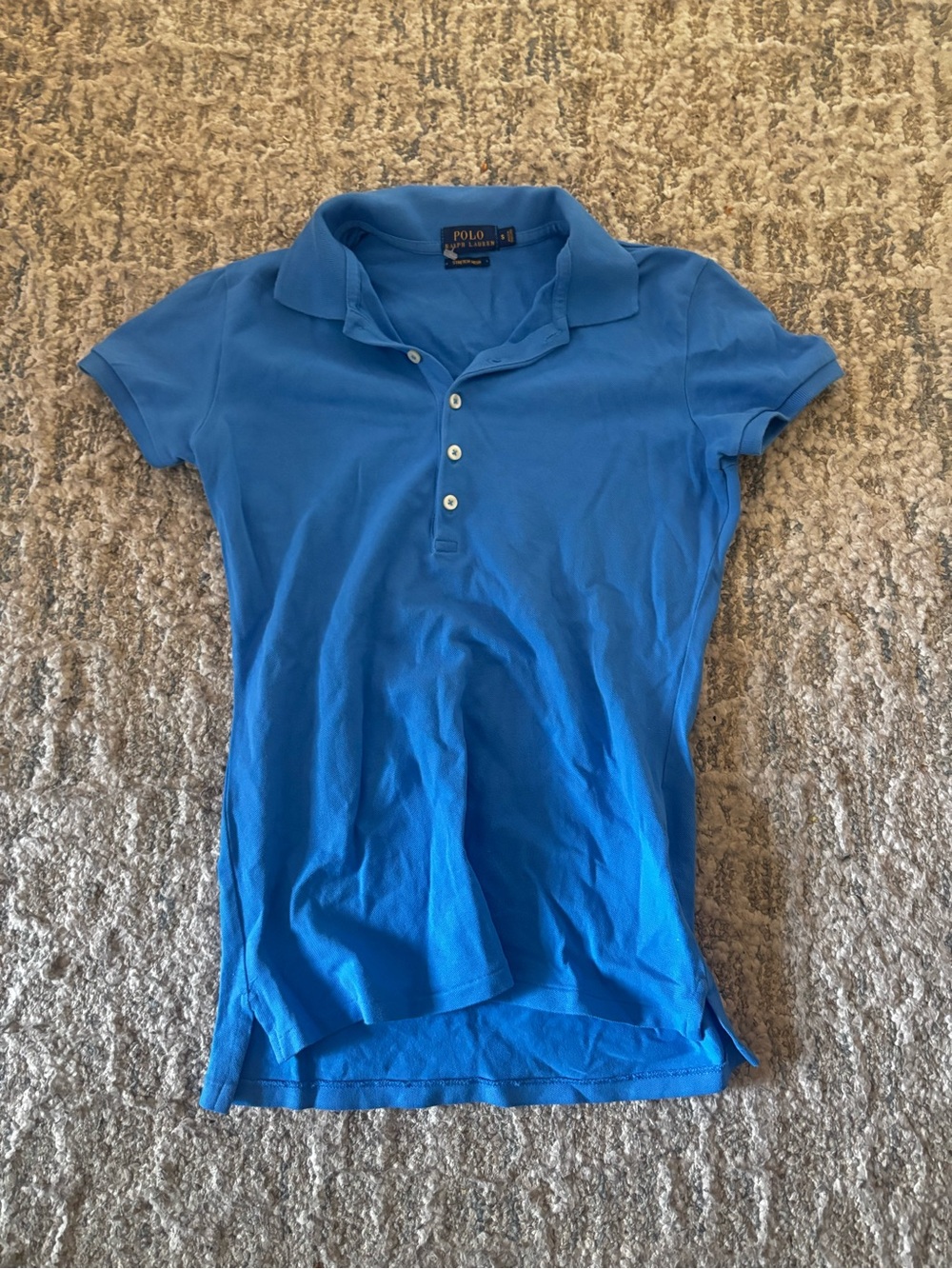 Ralph Lauren Women's Bright Blue Short Sleeve Button Polo